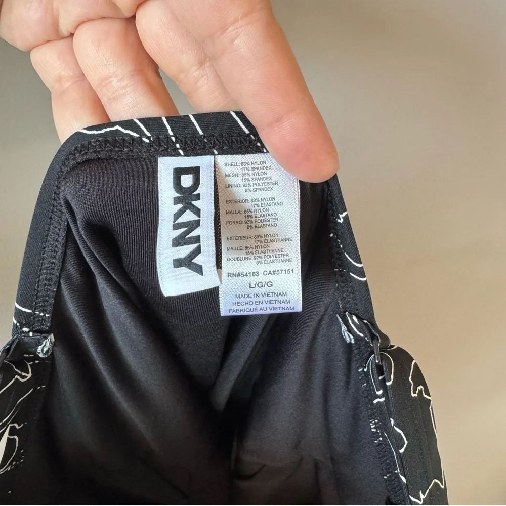 DKNY Women's Black and White Starburst One Piece Bathing Suit Size Large‎ - Picture 3 of 15